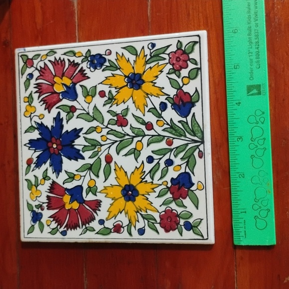 🌻 MOSAIC VINTAGE CHARMING OOAK  w/Handles  CHEERFUL YELLOW & PINK - Picture 14 of 14